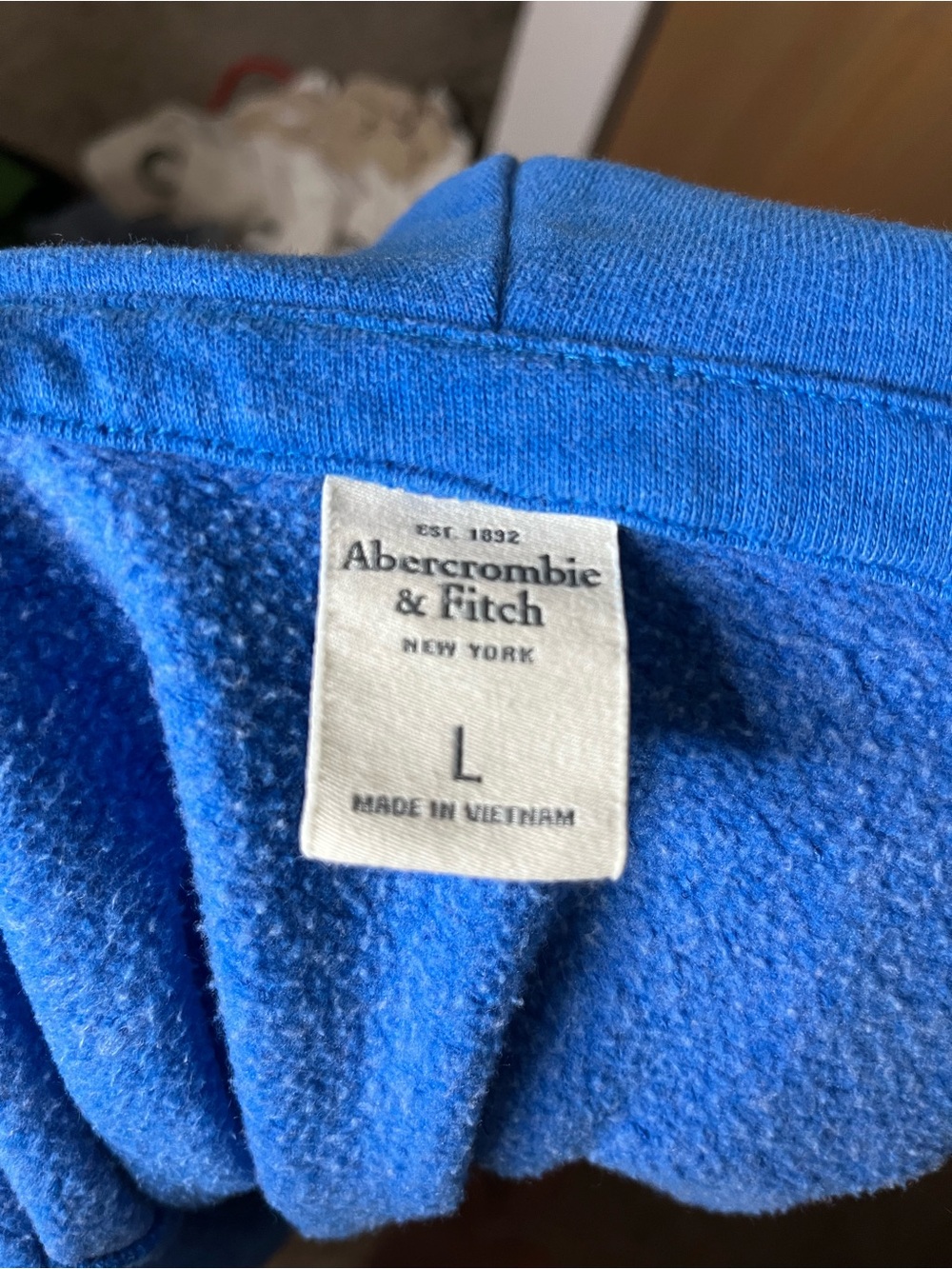 Y2K Abercrombie & Fitch Blue Hooded Zip Hoodie Large collegiate varsity dorm - Picture 4 of 4